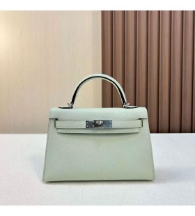 Mini Kelly Epsom 0S Svetlo Zelená Strieborná Hardvéru 19 cm Full RuÄné Phw