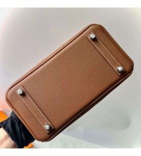 Birkin Togo Ck37 Zlatá Hnedá Strieborná Hardvéru 25 cm Full Ručné Phw