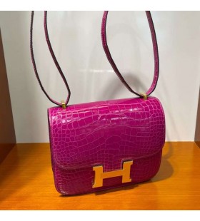 KlÃ¡ra LesklÃ© Alligator KrokodÃ­la J5 Rose FialovÃ©, RuÅ¾ovÃ© Zlato HardvÃ©ru 18 cm Full RuÄnÃ© Ghw
