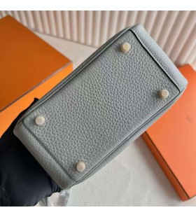 Mini Lindy Clemence 8U Šedá modrá Zlato Hardvéru 19 cm Full Ručné Ghw