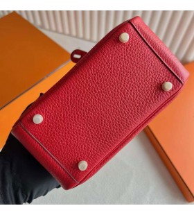 Mini Lindy Clemence S3 jasne Červené Zlato Hardvéru 19 cm Full Ručné Ghw