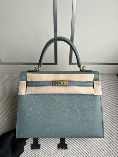 켈리 Epsom Cc63 아몬드 그린 골드 하드웨어 25cm 전체 핸드