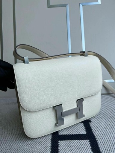 Constance 새로운 싱글 레이어 Epsom i2 크림 백색 은 하드웨어 PHW24cm 전체 핸드