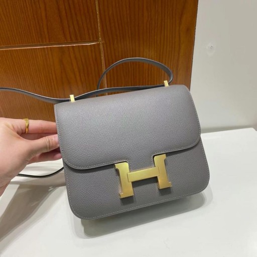 Constance Epsom0L Grey 금 하드웨어 18cm 전체 핸드