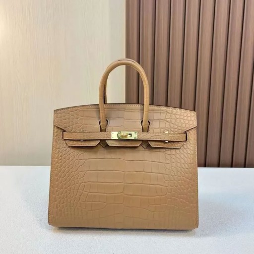 버킨 Sellier Matte Alligator 악어 0M 티 카 금 하드웨어 25cm 전체 Handmade Ghw