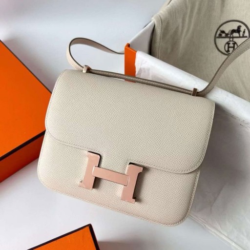 Constance Epsom Ck10 화이트 로즈 골드 하드웨어 18cm 전체 Handmade RGhw