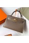미니 켈리 Epsom Ck18Etoupe Grey 금 하드웨어 19cm Ghw 전체 핸드