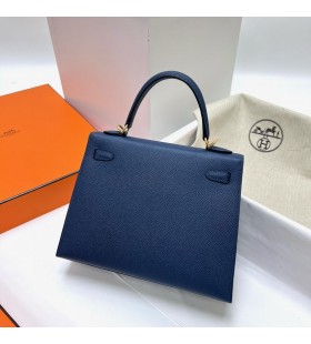 켈리 Epsom S4 딥 블루 골드 하드웨어 Ghw25cm 전체 핸드