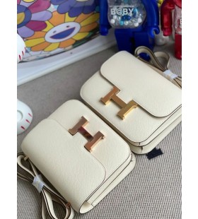 Constance Epsom i2 크리미 화이트 로즈 골드 하드웨어 18cm 전체 핸드