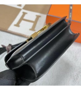 Constance Boxcalf Ck89 까만 가죽 18cm 전체 핸드