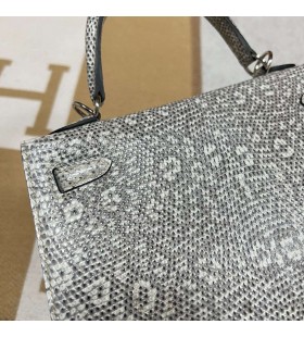 켈리 도마뱀 01 자연적인 색깔 은 하드웨어 25cm 전체 핸드