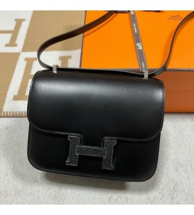 Constance Boxcalf Ck89 ë¸”ëž™ ë„ë§ˆë±€ ë²„í´ ì€ í•˜ë“œì›¨ì–´ 18cm ì „ì²´ í•¸ë“œ