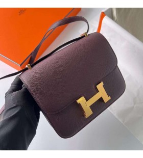 Constance Epsom0g 는 붉은색을 띤 갈색이 금 하드웨어 Ghw18cm 전체 핸드