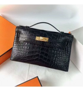 ì¼ˆë¦¬ í•¸ë“œë°± Matte Alligator Ck89 ë¸”ëž™ ê³¨ë“œ í•˜ë“œì›¨ì–´ 22cm ì „ì²´ Handmade Ghw