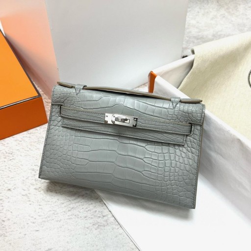 Mini-čast Aligator mat ck80 gris biser-Srebrni Okovi Phw 22 cm Potpuna Ručna izrada