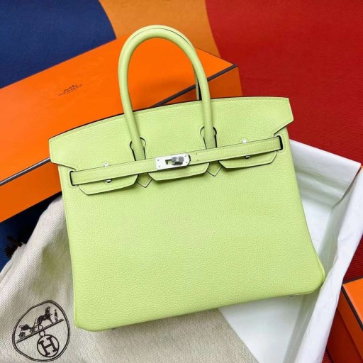 Birkin Togo Y6 Pelin zeleno-Srebrni Okovi Phw 25 cm, u Potpunosti je Ručni Rad