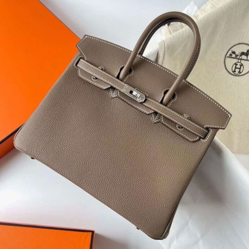 Birkin Togo Ck18 Etoupe Sivo-Srebrni Okovi Phw 25 cm, u Potpunosti je Ručni Rad