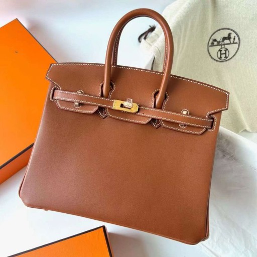Birkin Barenia Cc34 Zlatno-Smeđe Okovi od Zlata Ghw 25 cm, u Potpunosti je Ručni Rad