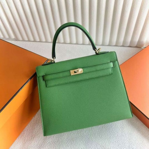 Kelly Epsom A8 Grass zeleno-Zlatni Okovi 25 cm, u Potpunosti je Ručni Rad Ghw
