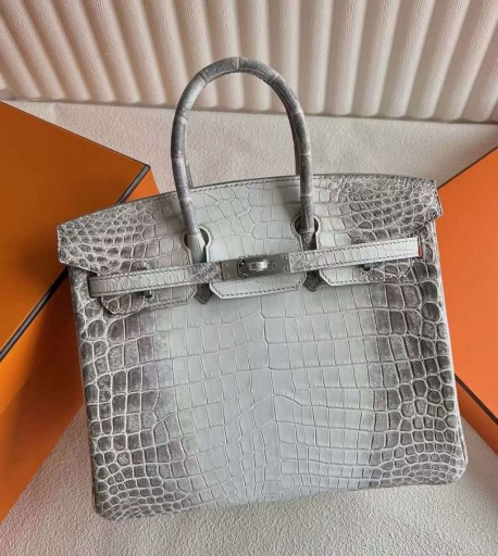 Okovi Birkin Matte Porosus Crocodile od Himalajski Srebra 25 cm, u Potpunosti je Ručni Rad Phw