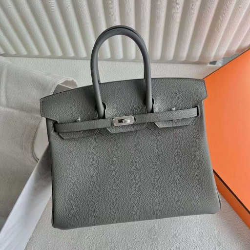 Torbe Birkin Togo 0L Srednje siva, Srebrno Okovi 25cm Potpuna Ručna izrada Phw