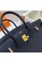 Birkin Toga 2Z Tamno Plava, Zlatna Okovi Ghw 25 cm, u Potpunosti je Ručni Rad