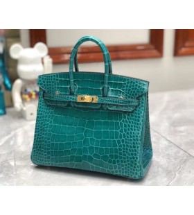 Okovi Birkin Alligator shiny 6O od Zelenog Zlata GHW 25 cm, u Potpunosti je RuÄni Rad