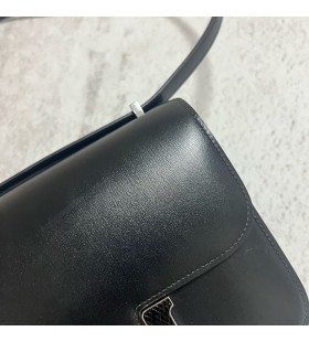 Constance Boxcalf ck89 Noir Crna kopÄa u obliku guÅ¡tera Srebrni Okovi PHW 18 cm u Potpunosti RuÄni rad