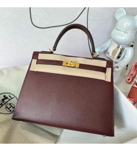 Okovi Kelly Epsom Ck57 Bordeaux iz crvenog Zlata 25 cm, u Potpunosti je RuÄni Rad