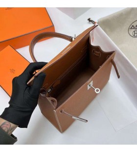 Kelly Epsom Ck37 Zlatno-Smeđi Srebrni Okovi 25 cm, u Potpunosti je Ručni Rad