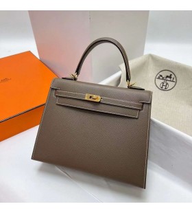 Okovi Kelly Epsom Ck37 Etoupe Sive Zlata Ghw 25 cm, u Potpunosti je RuÄni Rad