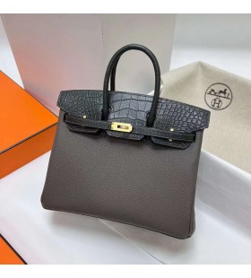 Birkin Touch Togo & Matte Alligator corporation, 8f Ð¶ÐµÑÑ‚ÑÐ½Ð°Ñ posuÄ‘e sive i Ð³Ñ€Ð°Ñ„Ð¸Ñ‚Ð¾Ð²Ð¾-sive boje, Okovi od zlata Ghw 25 cm, u potpunosti je RuÄni rad