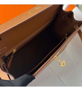 Kelly Epsom Zlatno-Smeđi Zlatni Okovi Ghw 25 cm, u Potpunosti je Ručni Rad
