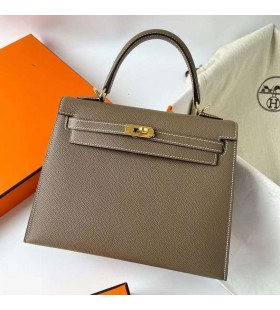 Kelly Epsom Ck18 Etoupe Zlatni Okovi Ghw 25 cm, u Potpunosti je Ručni Rad