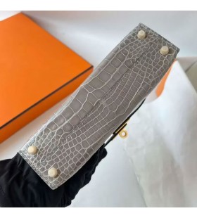 Mini Kelly Sjajna Aligator Ck81 turtledove ÑÐµÑ€Ð¾Ð—Ð¾Ð»Ð¾Ñ‚Ð°Ñ Okovi 19 cm u Potpunosti RuÄni Rad Ghw