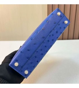 Mini Kelly Ostrich I7 ÐазÑÑно-plava i Ck81 Turtledove sivo-Zlatni Okovi 19 cm u Potpunosti RuÄni Rad Ghw