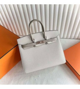 Okovi Birkin Sellier Epsom Ck10 Kremasti Bijeli i S2 Svijetlo Kaki od RuÅ¾iÄastog Zlata 25 cm, RuÄni Rad Rghw