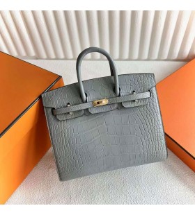 Birkin Sellier Mat Aligator crocodile V0 Crystal Okovi od sivog Zlata 20 cm u Potpunosti RuÄni Rad Ghw