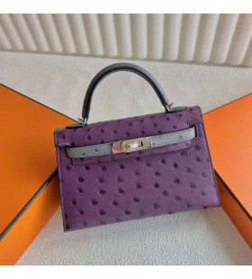 Mini Kelly Noj ljubičasta ljubičasta i Ck82 Ahat siva, Srebrna Okovi 19 cm Potpuna Ručna izrada Phw