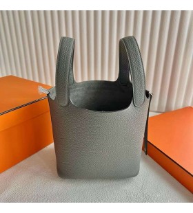 Picotin Clemence 0L Medium grey Silver Hardware 18cm Full Handmade Phw