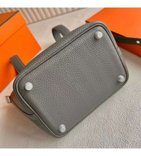 Picotin Clemence 0L Medium grey Silver Hardware 18cm Full Handmade Phw