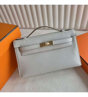 Mini-Kelly Pochette Swift Ck80 biserno siva Zlatni Okovi 25 cm, u Potpunosti je RuÄni Rad Ghw