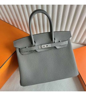 Birkin Togo 0L Sivo-Srebrni Okovi 30 cm Potpuna Ručna izrada Phw