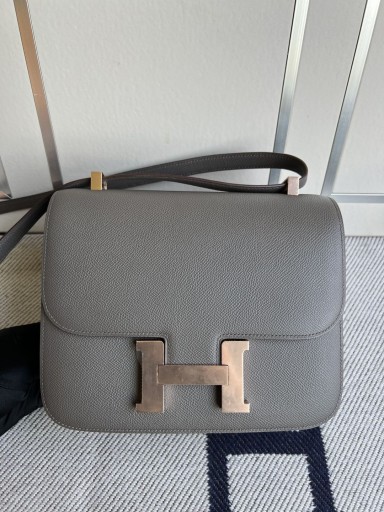 Constance Epsom 8F Etain grey Rose Guld Hårdvara 24cm Full Handgjorda