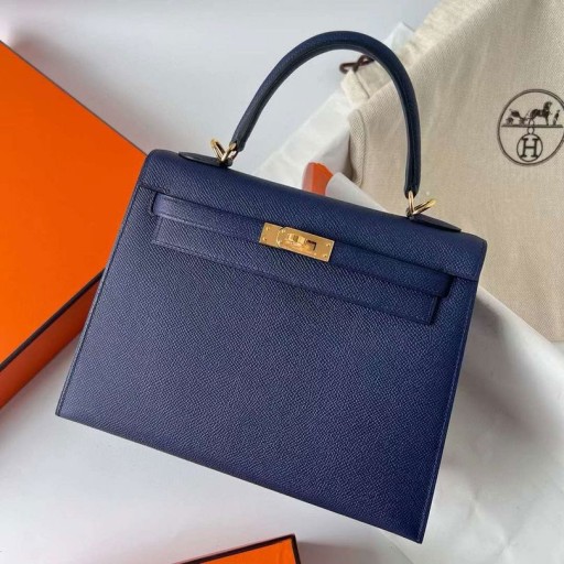 Kelly Epsom Ck73 Pärla Blå Guld Hårdvara 25cm Full Handgjorda Ghw