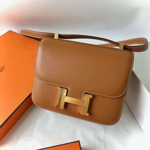 Constance Epsom Ck37 gyllenbrun Guld Hårdvara 24cm Full Handgjorda Ghw