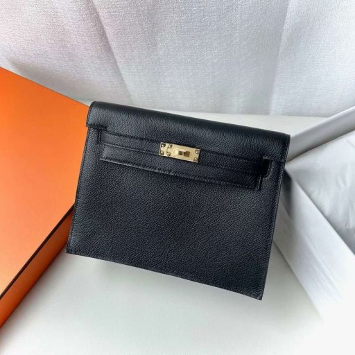 Väskor Kelly danse Evercolor Ck89 Svart Guld Hårdvara 22 cm Full Handgjorda Ghw