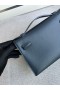Mini kelly pochette Snabba blå indigo Silver Hårdvara PHW 22 cm Full Handgjorda