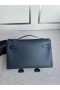 Mini kelly pochette Snabba blå indigo Silver Hårdvara PHW 22 cm Full Handgjorda