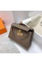 Mini Kelly Pochette Epsom Ck18 Etoupe Grå Guld Hårdvara Ghw 22 cm Full Handgjorda